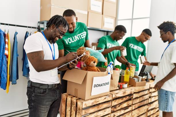 Group of young african american volunteers